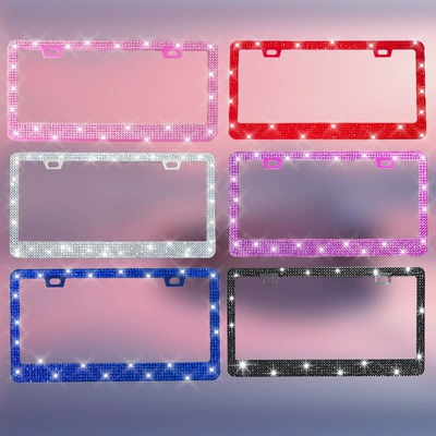 Lower Wide Plastic acrylic diamond License plate holder/license plate holder