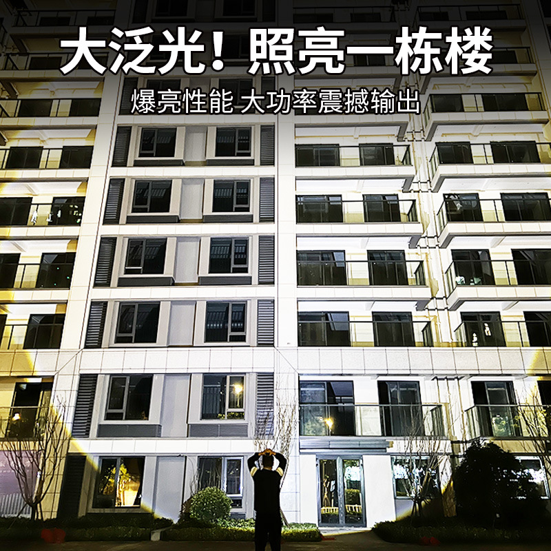 跨境大功率镭射穿天炮强光手电筒铝合金充电式户外超亮远射led灯