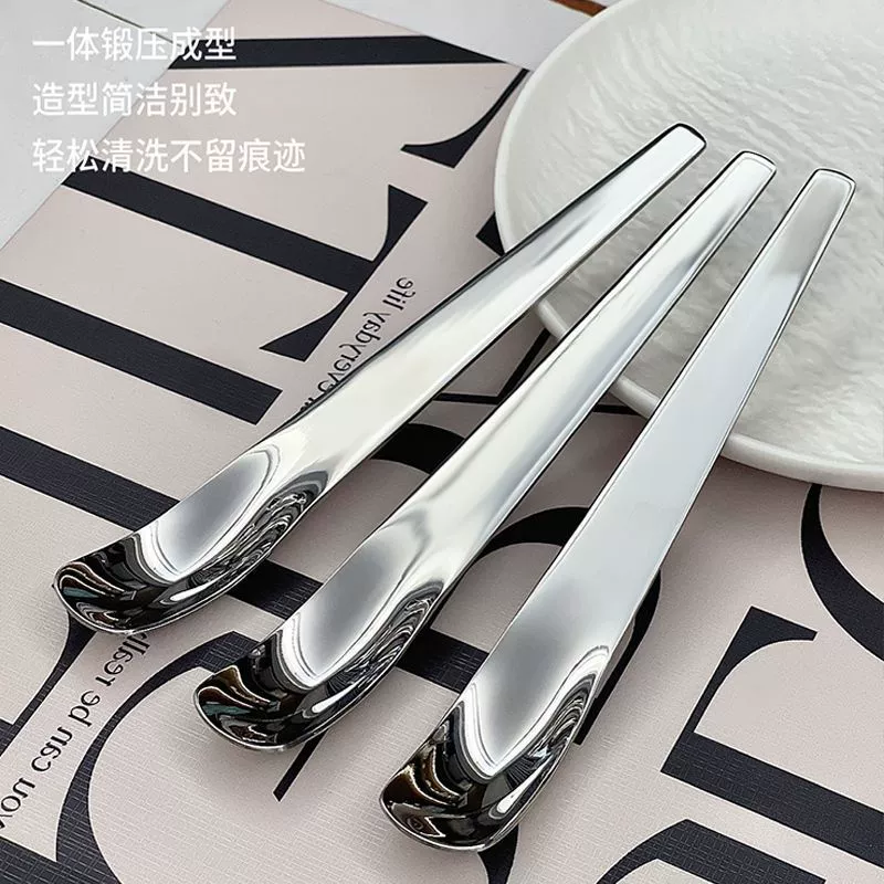 ✅Stainless steel dessert spoon eating cake spoon high-looking flat head yogurt square head internet celebrity ins coffee spoon