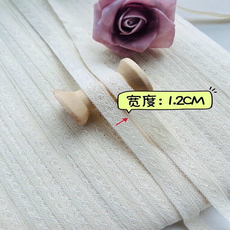 厂家直销/1.2CM细线棉线花边/服装帽饰辅料 全棉提花编织花边