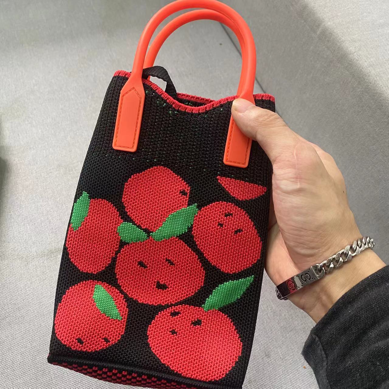 Bolsa de teléfono móvil de punto naranja Amazon eBay estilo coreano bolsa de lana moda simple bolso de hombro teléfono móvil crossbody fábrica