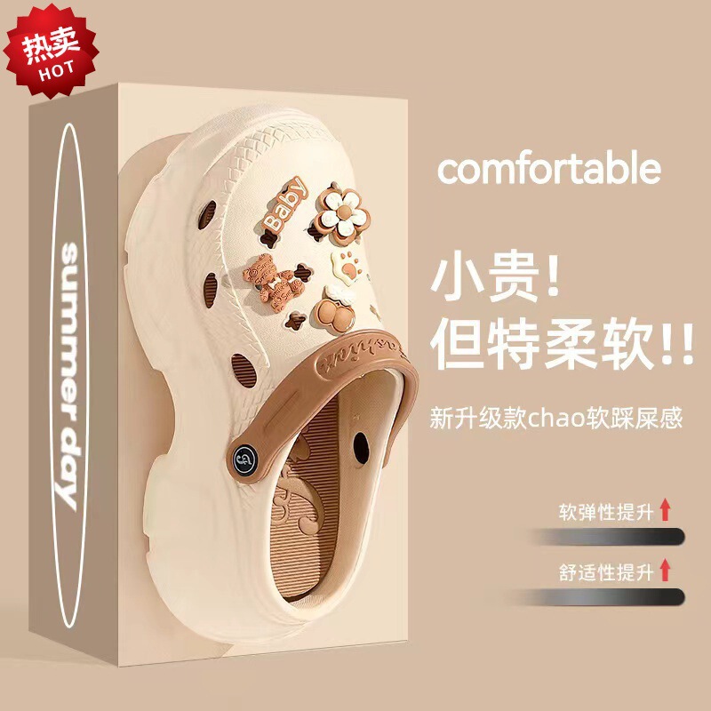 2024 New High Thick Sole Shoes for Shoes with Shoes and Shoes with Shoes and Shoes for Women Summer Outer Wear Beach Women's Non-Slip Deodorant Shoes