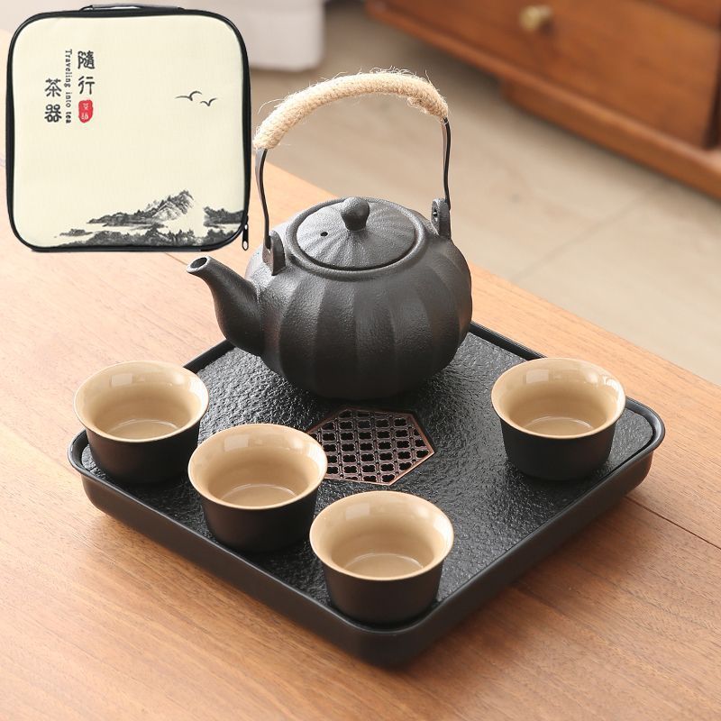 리프트 호박 냄비 360ml+4컵+차 트레이+여행 가방