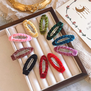 Oval 5cm velvet flocking cloth BB clip bangs clip accessories DIY handmade material low clip cute sweet