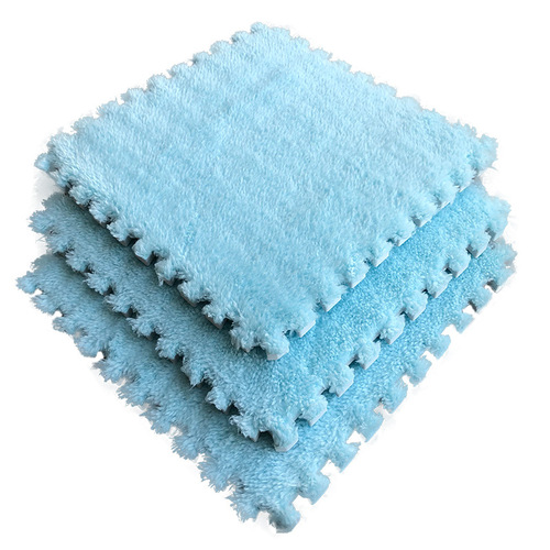 Fuzzy Plush Puzzled Carpet Bedroom Bedside Fall and Winter Puzzle Mat Square Balcony Mat Can Be Cut Washable Foam Mat