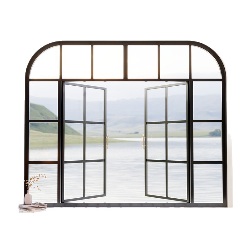 Ventanas arqueadas retrógradas francesas de hierro forjado viejas casas de arte de vidrio reforzado ventanas de FRP puertas interiores ventanas abiertas image 6