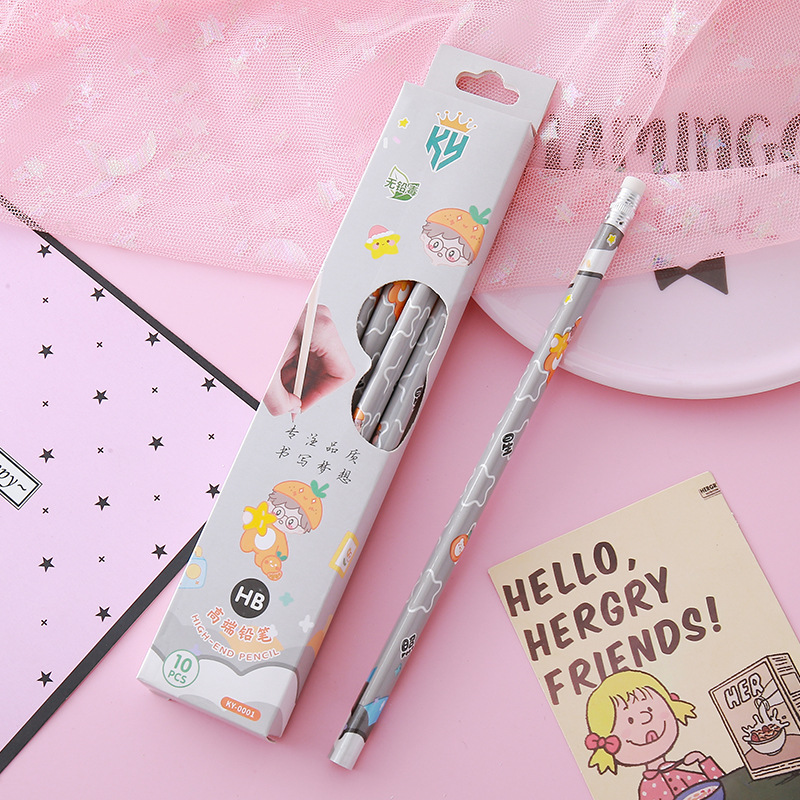 Lápices de caja de alto valor Papelería creativa Herramientas de escritura para estudiantes Práctica de caligrafía Lápiz de madera Lápiz triangular circular