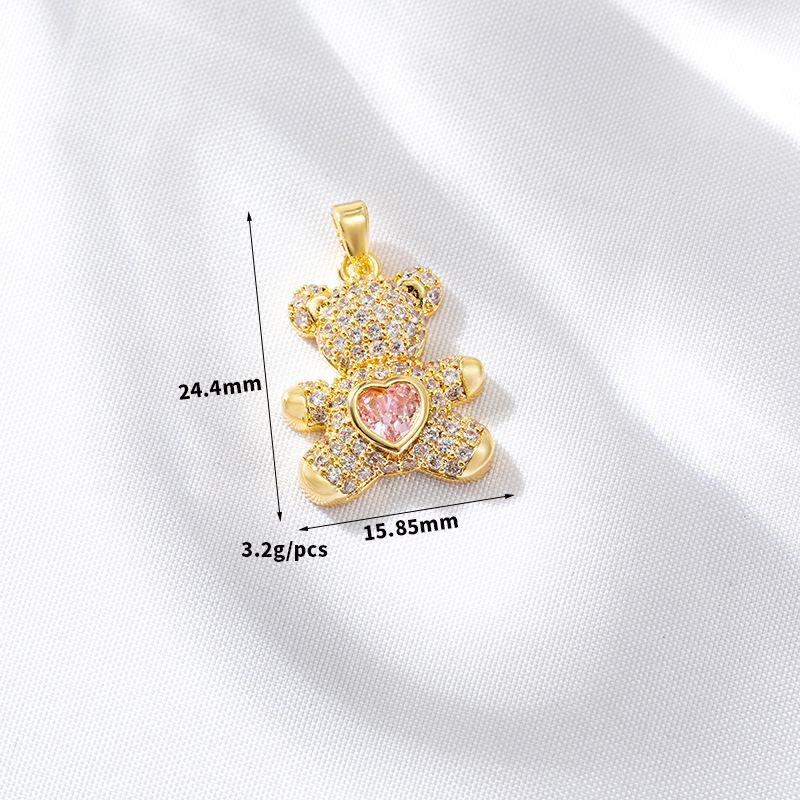 Style Simple Ours Panda Queue De Poisson Le Cuivre Placage Incruster Zircon Charmes Bijoux Accessoires display picture 1