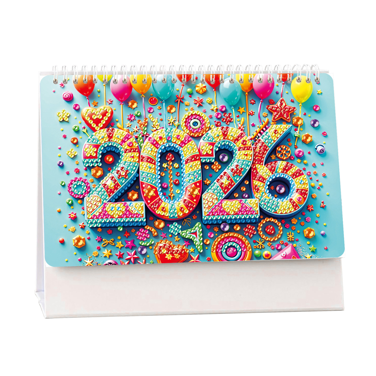 Transfronterizos para 2026 pinturas de mampostería DIY hechas a mano alrededor del conjunto de pegatinas de diamantes de mesa calendario de fábrica en stock