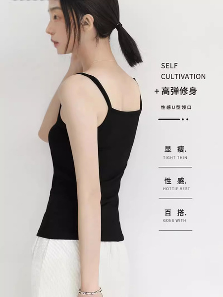 Summer thin sexy base black tank top