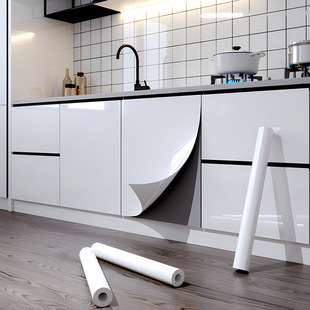 Removable Kitchen Cabinet Door Wallpaper Thickeneded Cabinet Wardrobe Door Sticker Furniture Renovation Waterproof and Oil-Proof Self-Adhesive Wallpaper