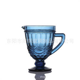批发外贸欧式复古彩色玻璃水壶菱形水壶果汁饮料壶啤酒桶