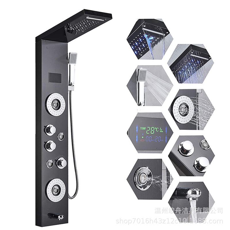Pantalla de ducha Juego de ducha inteligente Ducha integrada Juego de baño de salida de agua multifuncional de cinco velocidades