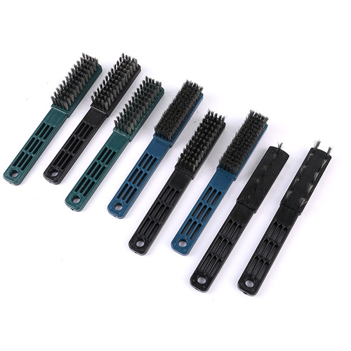 Plastic long handle steel wire brush for polishing, carving brush, industrial rust removal, polishing, cleaning, single and double row household brush