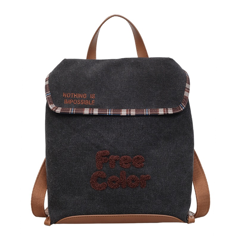 Mochila de nicho de alta calidad para mujeres lindas lienzo de gran capacidad de contraste de color casual mochila de hombro universal diaria image 7