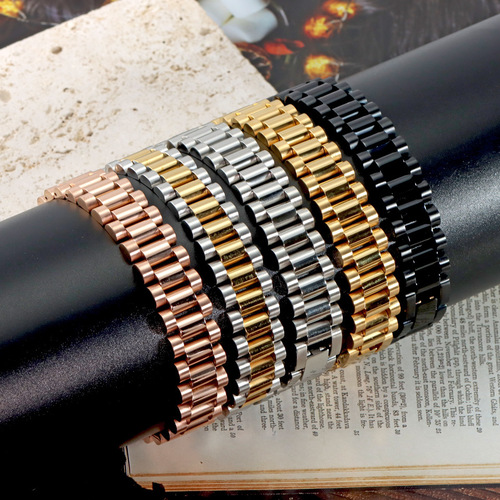 Laboratory-grade European and American Instagram-style combination textured bracelet bangle accessories exaggerated titanium steel watch band hip-hop bracelet