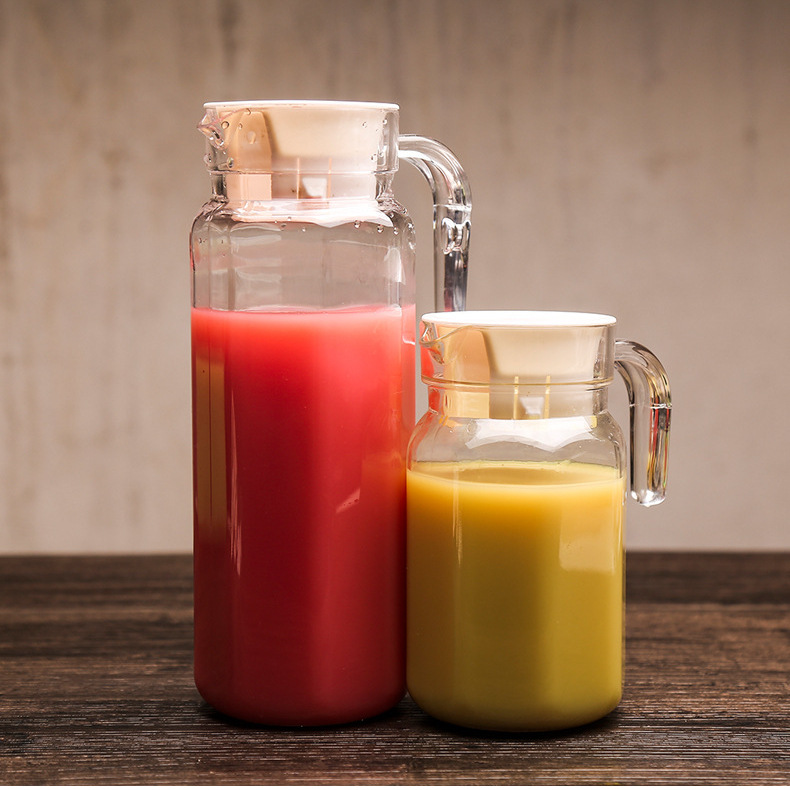 Jarra de agua fría de PC/acrílico, transparente, de plástico, con rayas octogonales, jarra de jugo gruesa, jarra de hotel resistente a caídas.