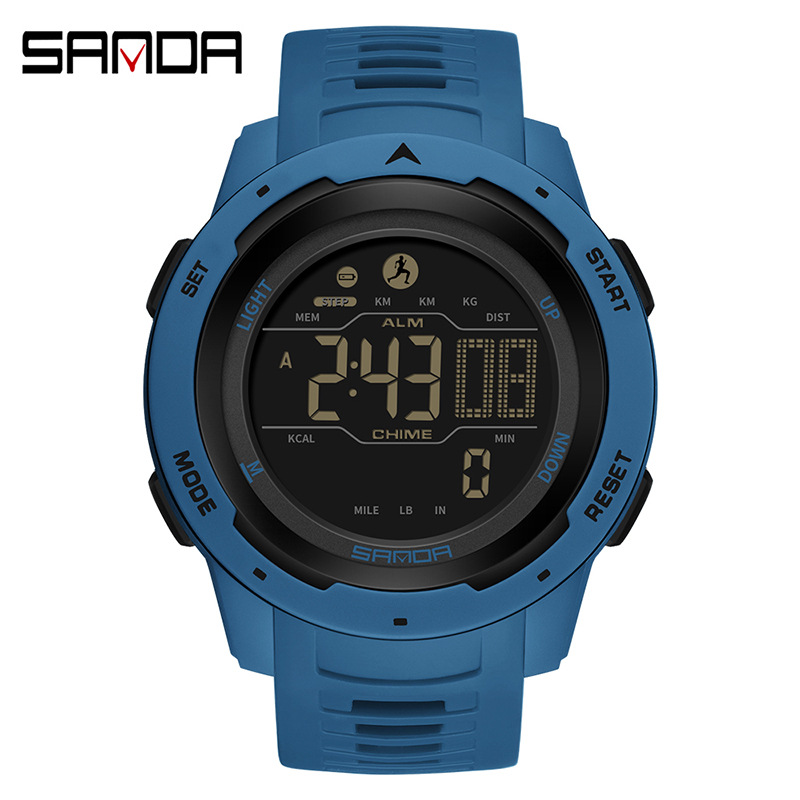 Sanda hombres inteligente deportes militar impermeable reloj paso contando calorías despertador consumo multifuncional reloj táctico