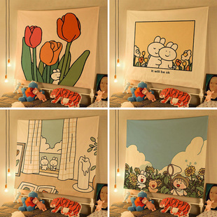 Ins Style Cute Photo Live Broadcast Bedside Hanging Cloth Background Cloth Dormitory Bedroom Decoration Cloth House Renovation Tapestry [3
