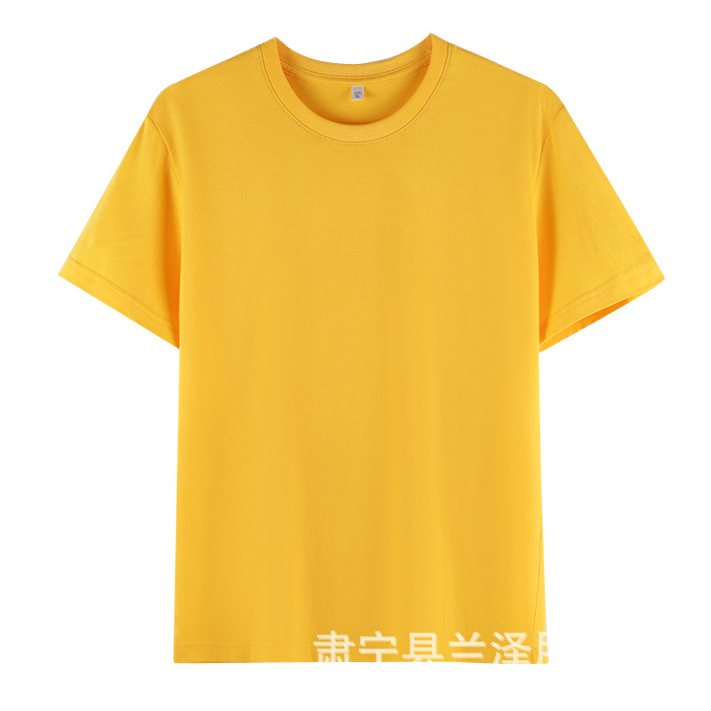 卸売り180グラム夏の薄手半袖男女純色シャツ丸襟綿tシャツ作業服カスタムロゴ