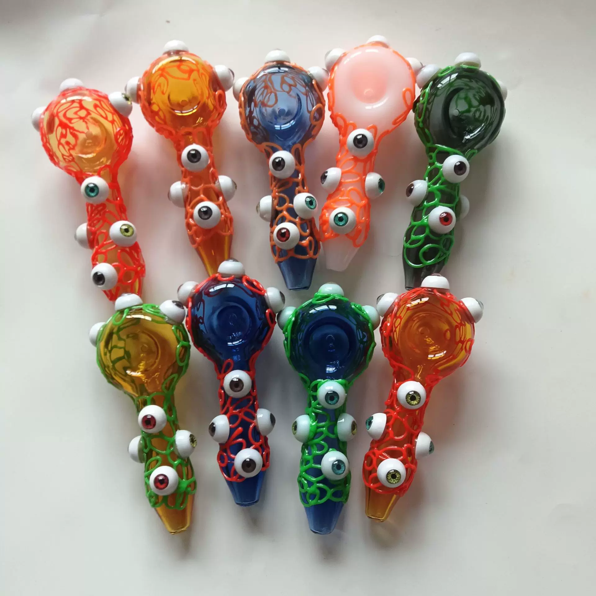 现货供应彩色玻璃烟斗长度12cm多种烟斗