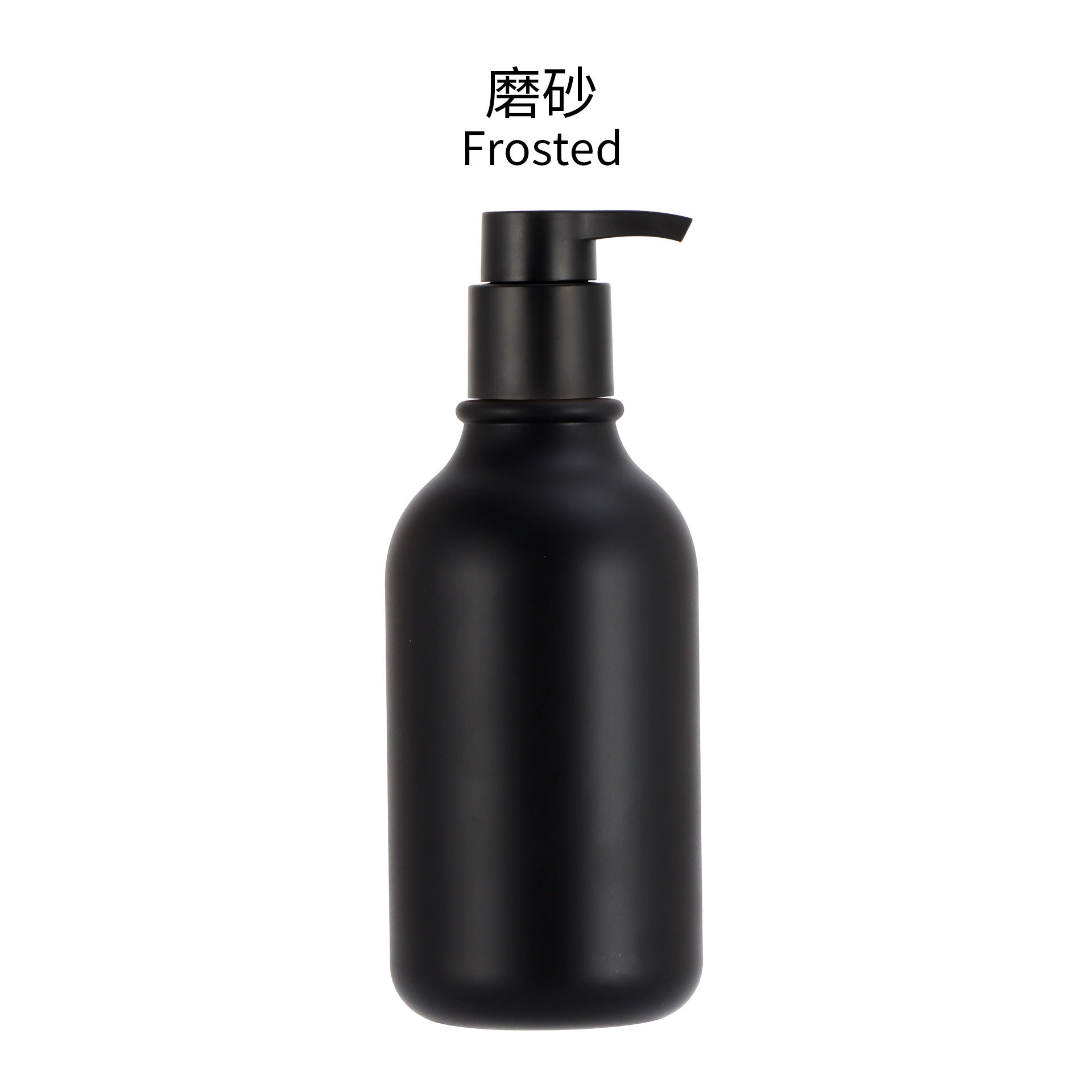 En stock Botella de champú PET de plástico esmerilado negro de 500ML Botella de loción Botella de gel de ducha cosmética Botella secundaria