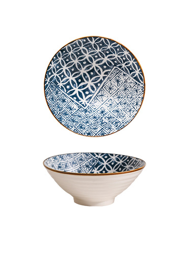 ins creative Japanese ceramic home large ramen bowl trumpet bowl bamboo hat bowl Internet celebrity instant noodle bowl hand-painted tableware