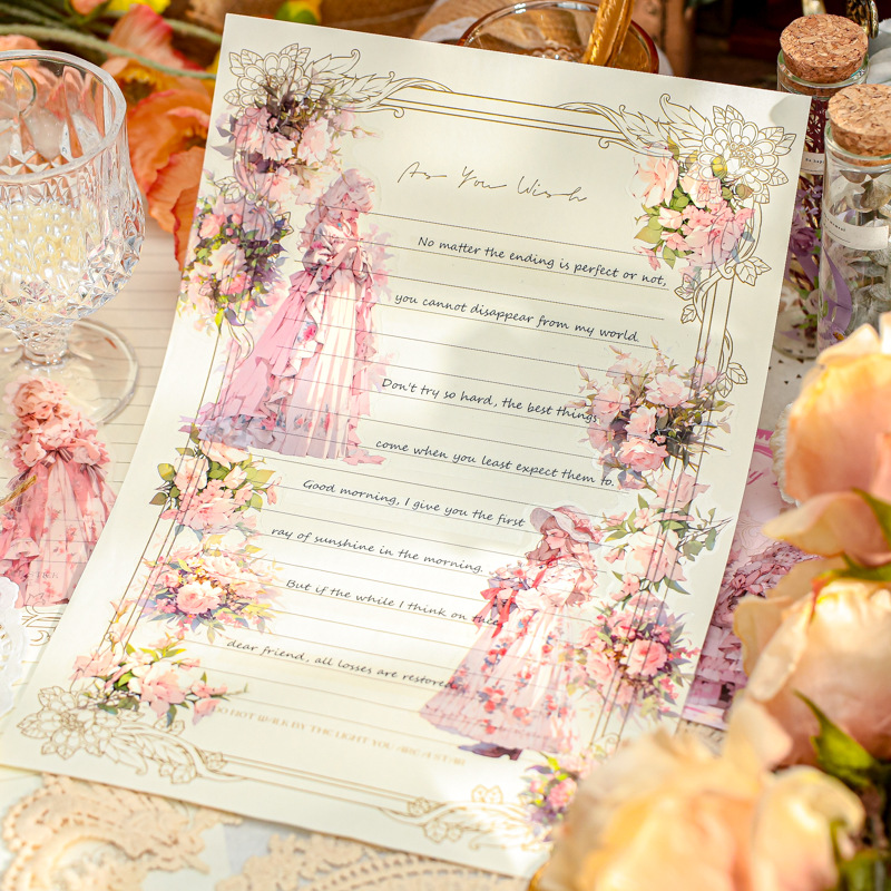 Mr. Paper Personaje Flor Etiqueta engomada grande Bolsa Flor que cae y serie de chicas Cute Girl Elements Etiqueta engomada de la tienda