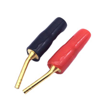 镀金2MM针型香蕉插头老款弯针叉接线头音箱音响喇叭夹线免焊插座