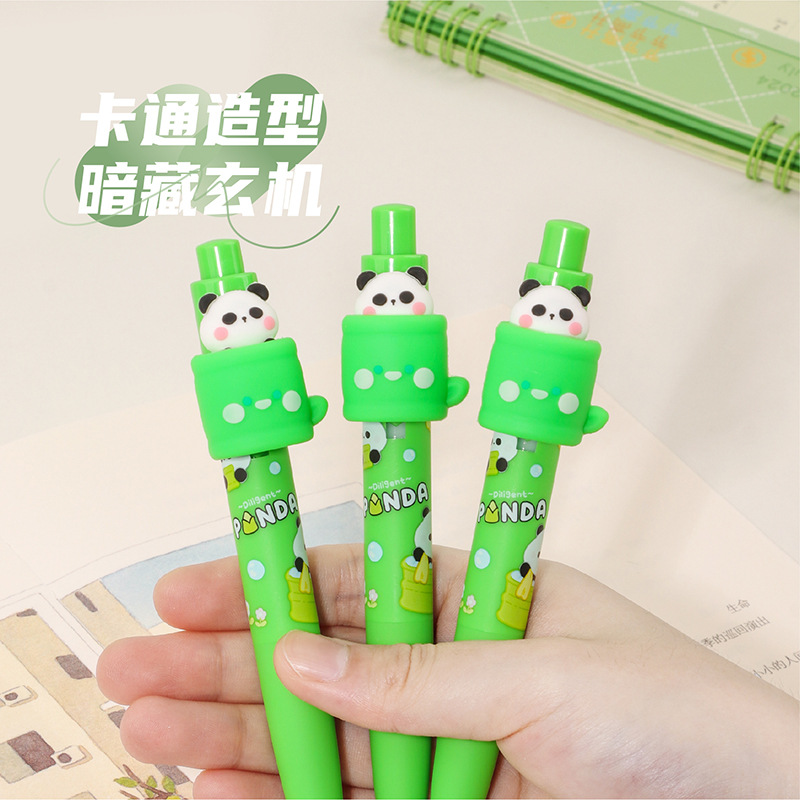 KUKI KOKI casa creativa pluma neutra panda pulsación sorpresa pluma adorable estudiante pluma de firma pluma a granel