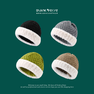 the republic of korea lovely Wool cap Big Head circumference solar system keep warm Versatile Plush Jumpers Cold proof thickening