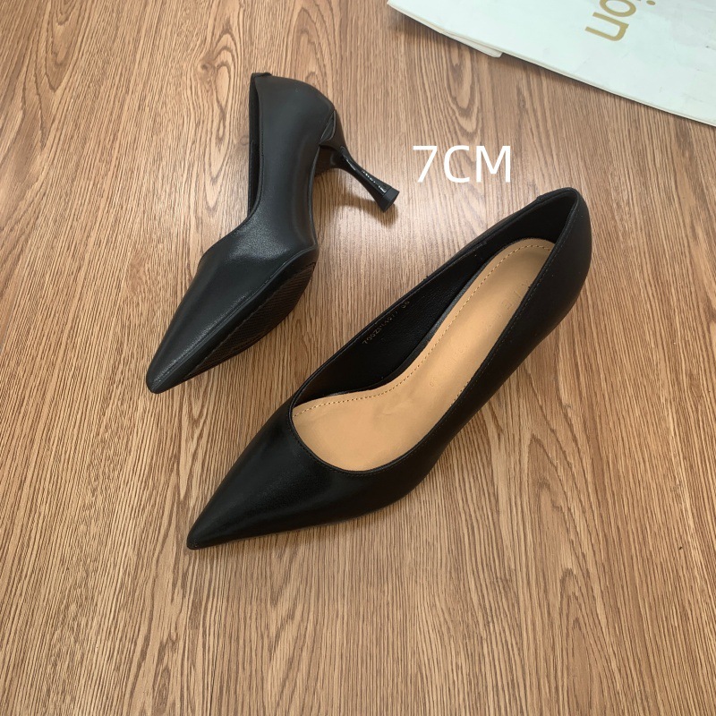 700ZP工作鞋春秋季新款气质小尖头百搭通勤显瘦简约低跟单鞋女