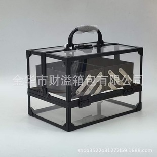 Transparent Cosmetic Case Aluminum Alloy Large Capacity Cosmetic Portable Storage Box Simple Storage Box Manicure Tool Box