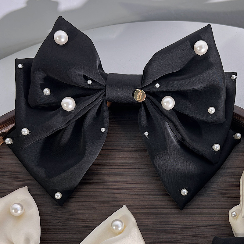 Daily Occasion Fashion Solid Color Bowknot Shape Imitation Pearl Fabric Hair Clip