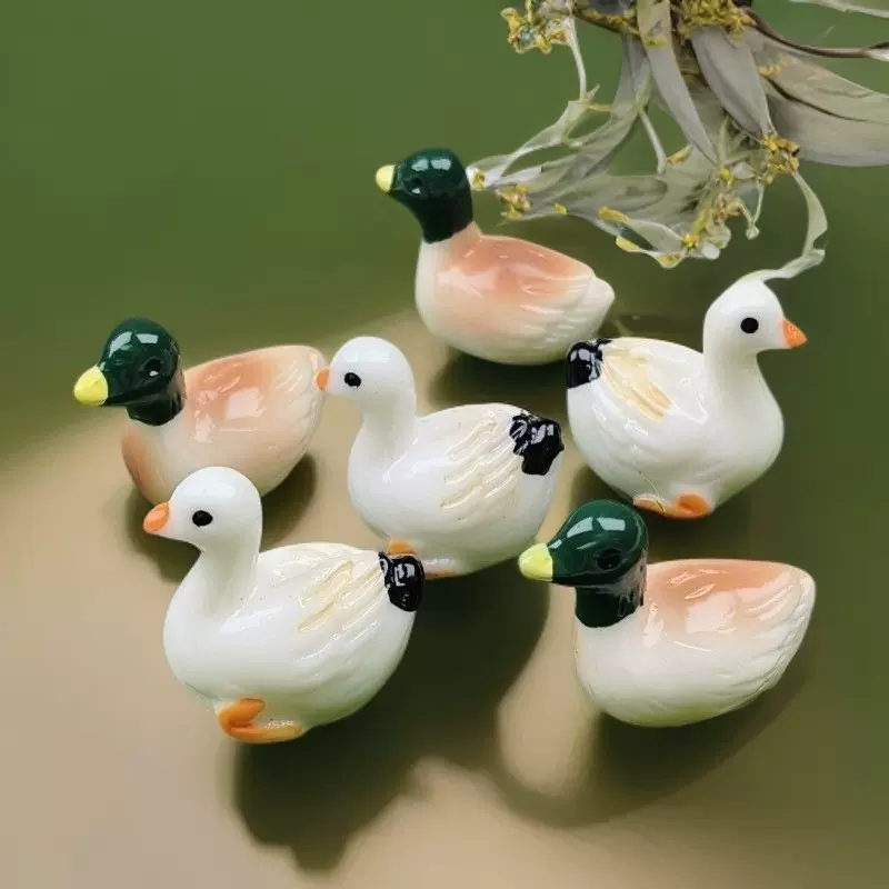 跨境花园微景观创意立体小鸭子园艺造景绿头鸭DIY装饰品桌面摆件