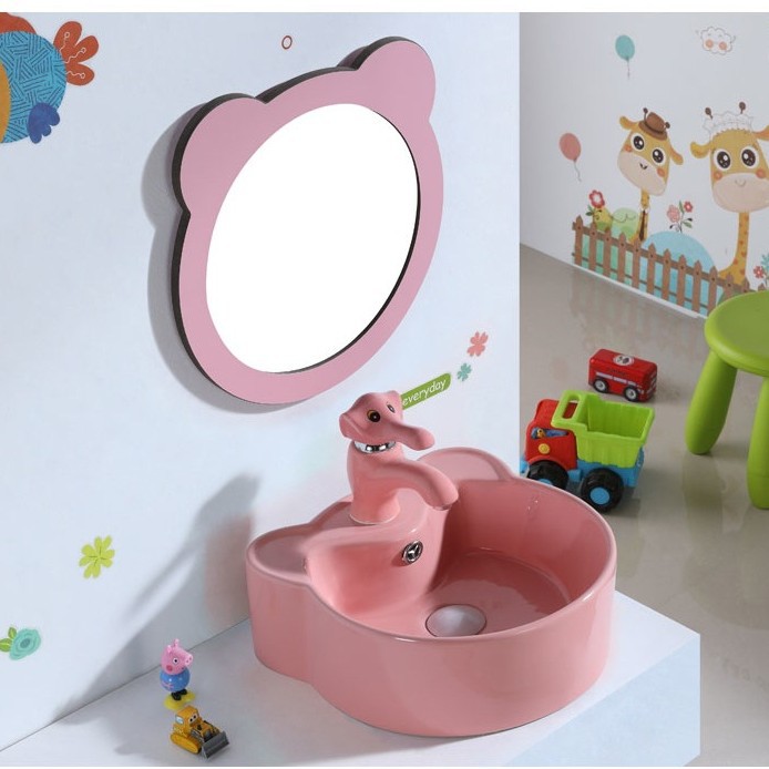 Kindergarten los niños colorido lavabo de cerámica baño lindo Micky lavabo Cuenca Superior de la historieta