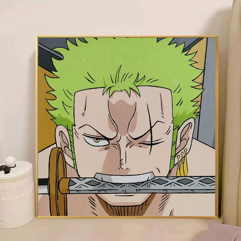 One Piece цифровая масляная живопись DIY раскраска, ручная роспись, Луффи Зоро, аниме-постер, ручная работа