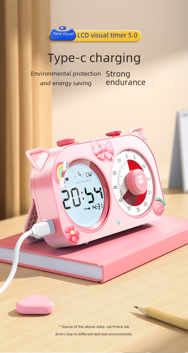 Cat Prince Visual Timer for Children Learning Special Self-discipline Timing Office Time Manager Alarm Clock