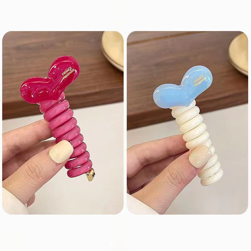 Verano nuevo cable telefónico de color gradiente cuerda de cabello de niñas cuerda de cabello de alta elasticidad anillo de cabello banda de goma tocado