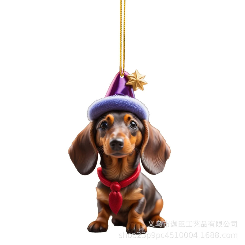 国境を越えた新製品クリスマス装飾品ソーセージ犬ストラップ平面クリスマスツリーストラップクリスマスツリーストラップ|undefined