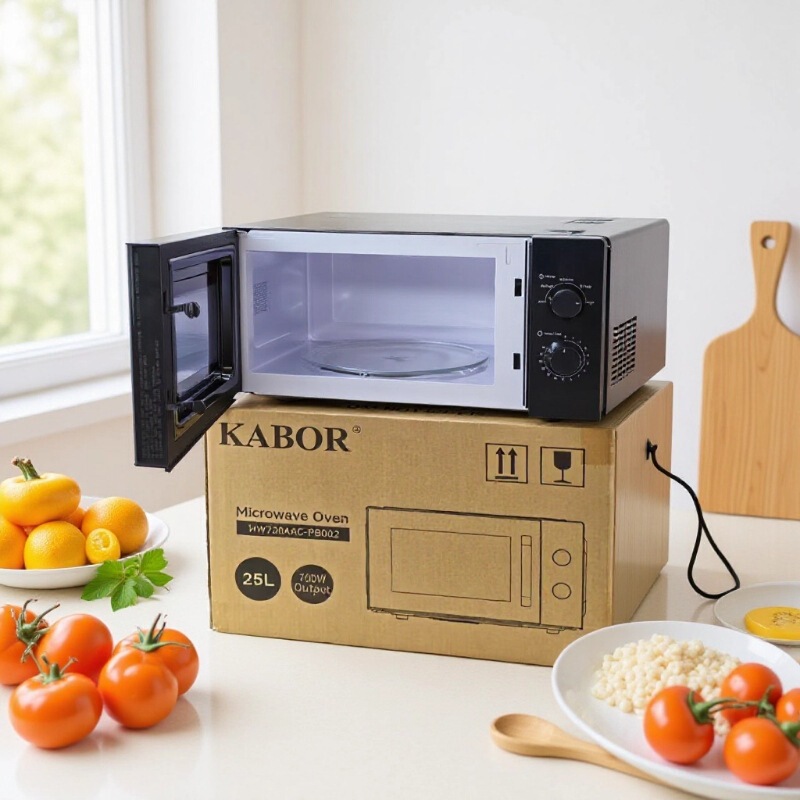 25L Microwave Oven for Home Use, Multifunctional Microwave with Turntable and Mechanical Knobs, Export Model