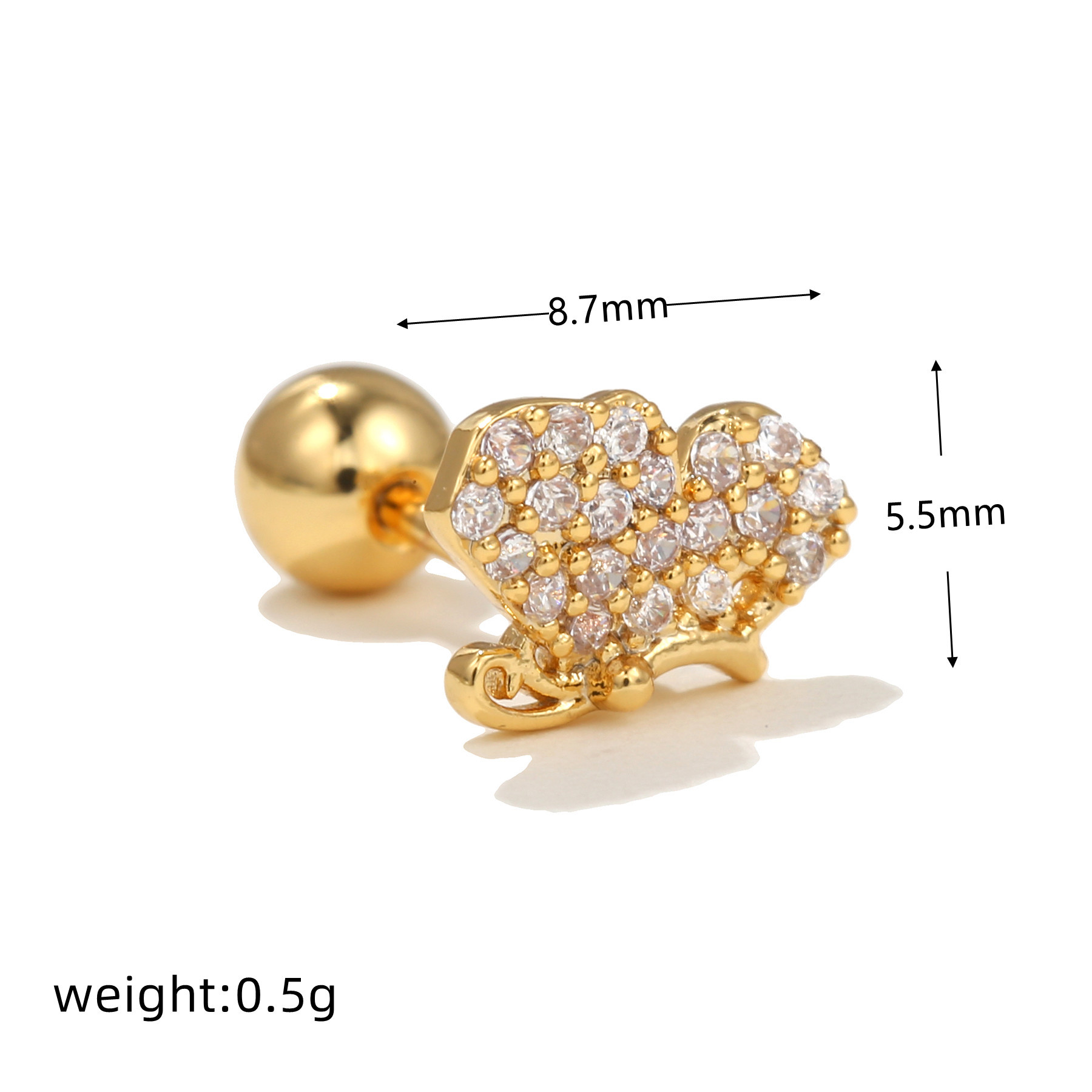 Fashion Animal Copper Inlay Zircon Ear Studs 1 Piece