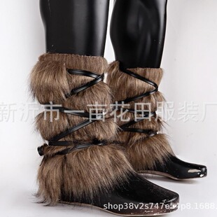 Viking Retro Fluffy Strap Leg Cover Furry Faux Fur Boots Cosplay Accessories Unisex