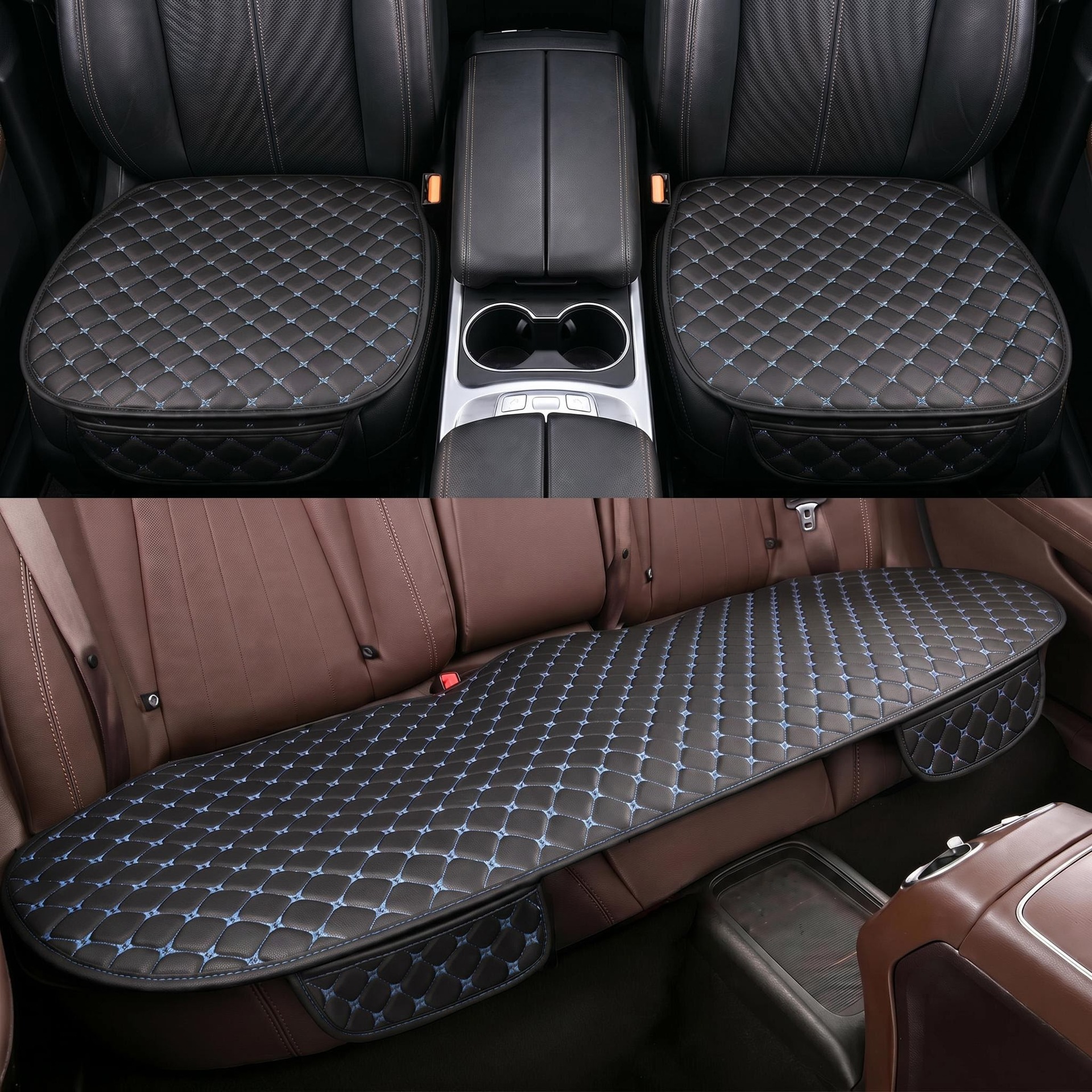 Cross-Border Amazon Best-Selling Foreign Trade Hot-Selling Car Quilted Embroidered Leather Seat Cushion Single Seat Three-Piece Set Universal Seat Cushion for All Seasons