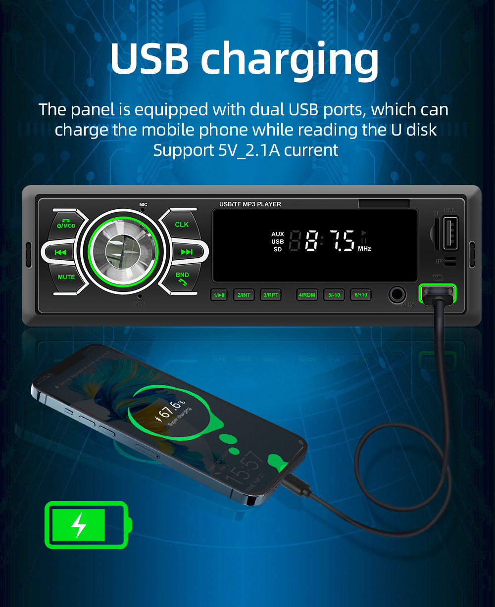 12V Positioning Car Fm Radio Stereo Remote Control Digital Bluetooth Audio Music Car Mp3 Player