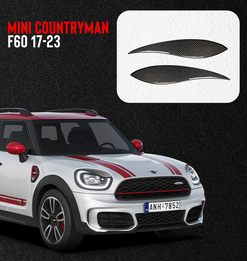 BMW MINI Cooper Headlight Decoration Sticker Carbon Fiber