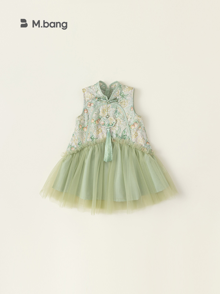 Yubao ropa infantil estilo nacional ropa de verano para niñas nuevo vestido chino de verano vestido de bebé sin mangas image 3