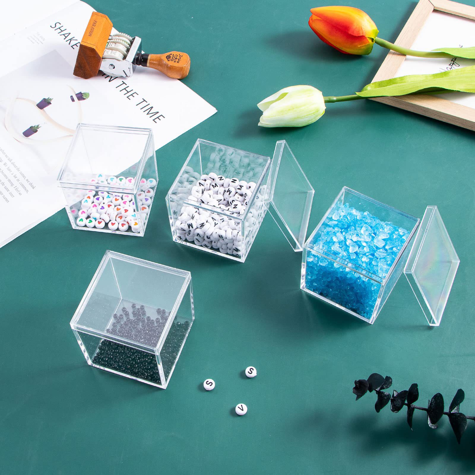 PS food grade acrylic plastic square box four square box wedding candy box transparent candy box packaging box ornament box 2