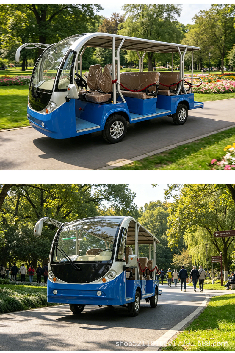 Electric four-wheel sightseeing vehicle, 5-11 seat shuttle bus, scenic area golf cart, property security patrol vehicle