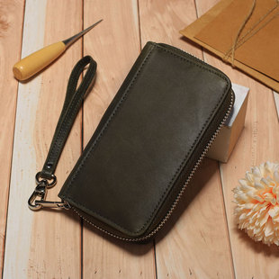 Crazy Horse Leather Dark Green Watch Bag Handmade Two-piece Portable Couple Watch Bag with Hand-to-hand Outdoor Travel